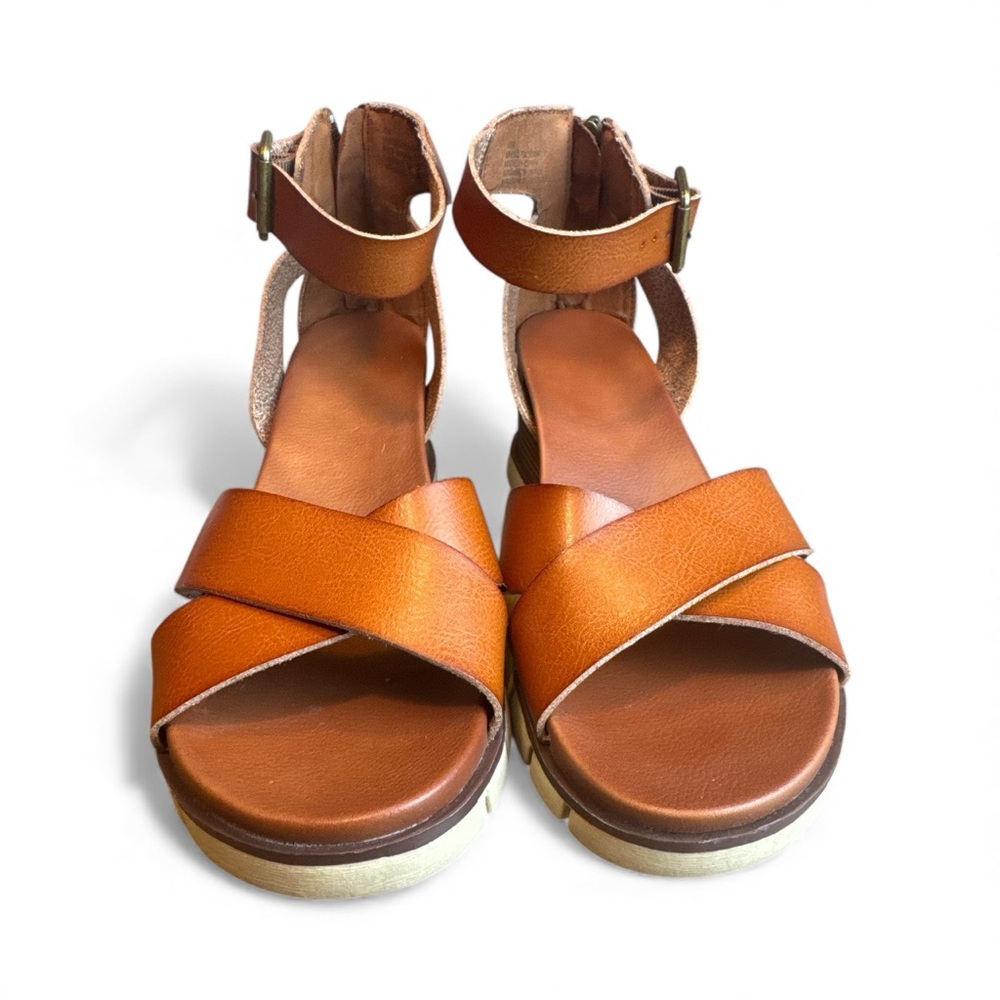 Mia Women's Lauri Sandals Cognac Wedge Shoes - Picture 2 of 7